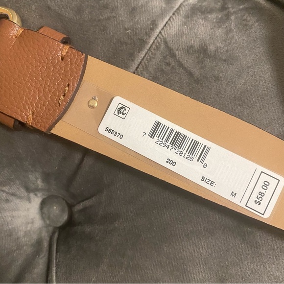 New Michael Kors Brown Pebbled Leather Belt With Hamilton Lock Gold - Size M - Picture 4 of 4